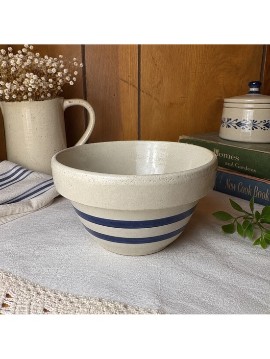 Other - Vintage Robinson Ransbottom RRP Co Blue Stripe Stoneware Mixing Bowl 7 Inch